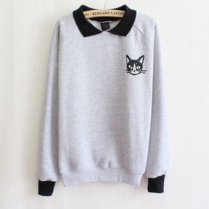 SOLD‼️ 🐈‍⬛ Vintage Gray Cat Pullover Sweatshirt